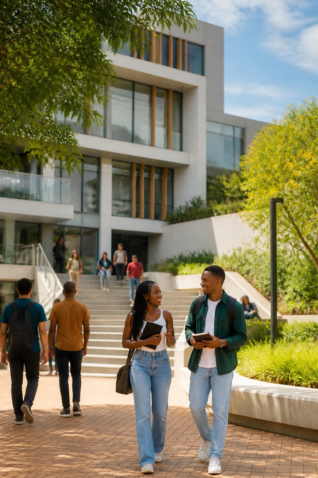 W.Pinnacle campus with students
